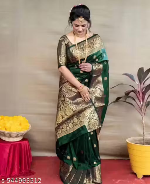 Banarasi Silk Saree with Golden Zari Border